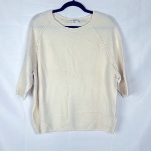 DKNY Short Sleeve Tan Sweater Shirt Round Neck Women's Size Medium